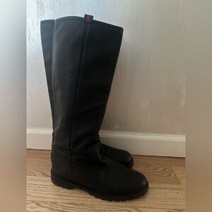 Gucci black leather riding boots knee high